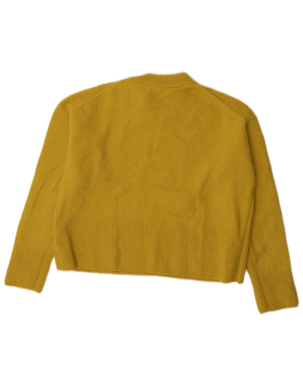 Massimo Dutti Dame Oversized Crew Neck Jumper Sweater UK 6 XS Gul Uld
