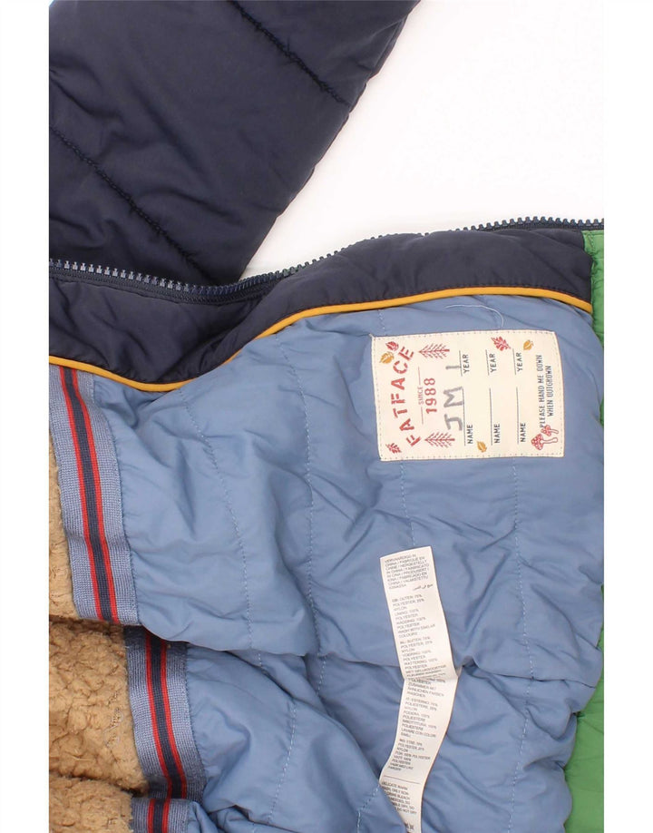 Fat Face drenge hættepolstret jakke 8-9 år Grøn Colourblock Polyester