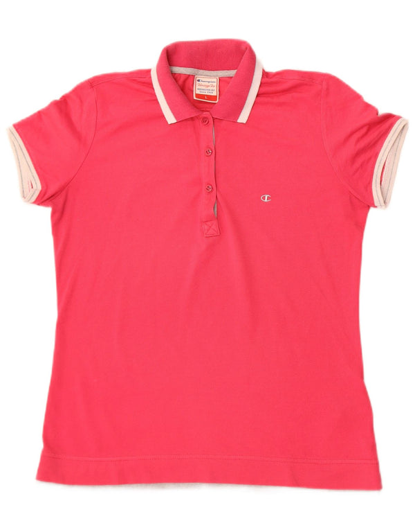 Champion Womens Heritage Fit Polo Shirt UK 14 Large Pink Bomuld