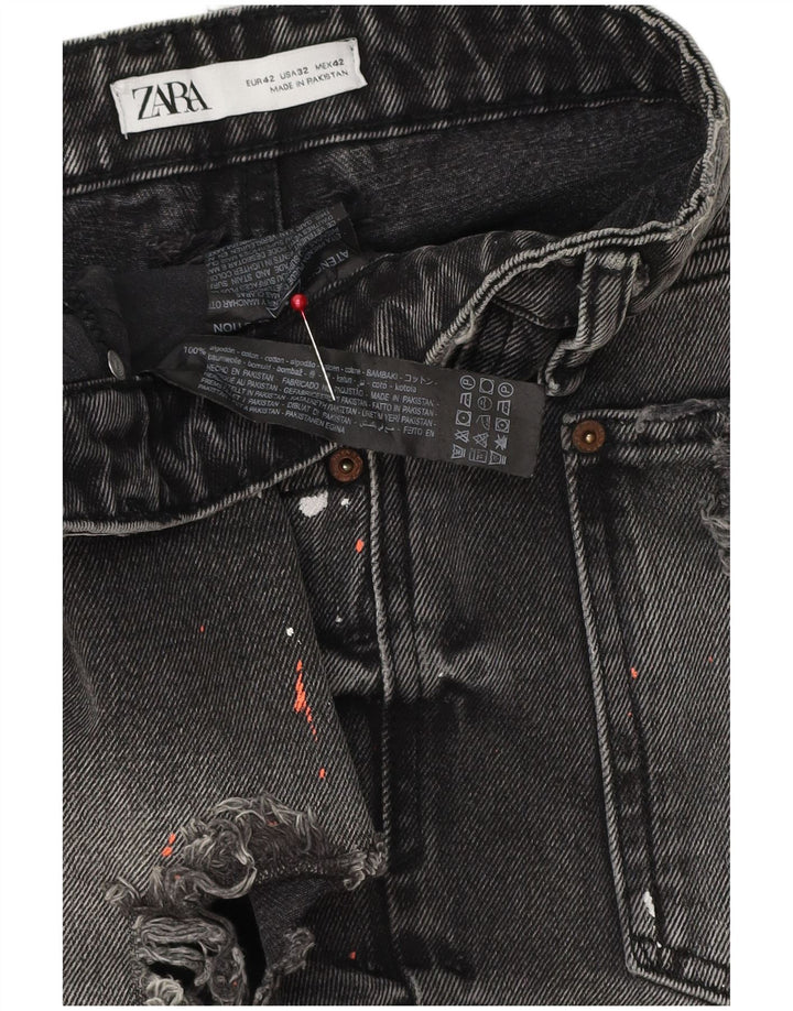 ZARA Distressed Denim Shorts til mænd EU 42 Large W32 Grå Bomuld