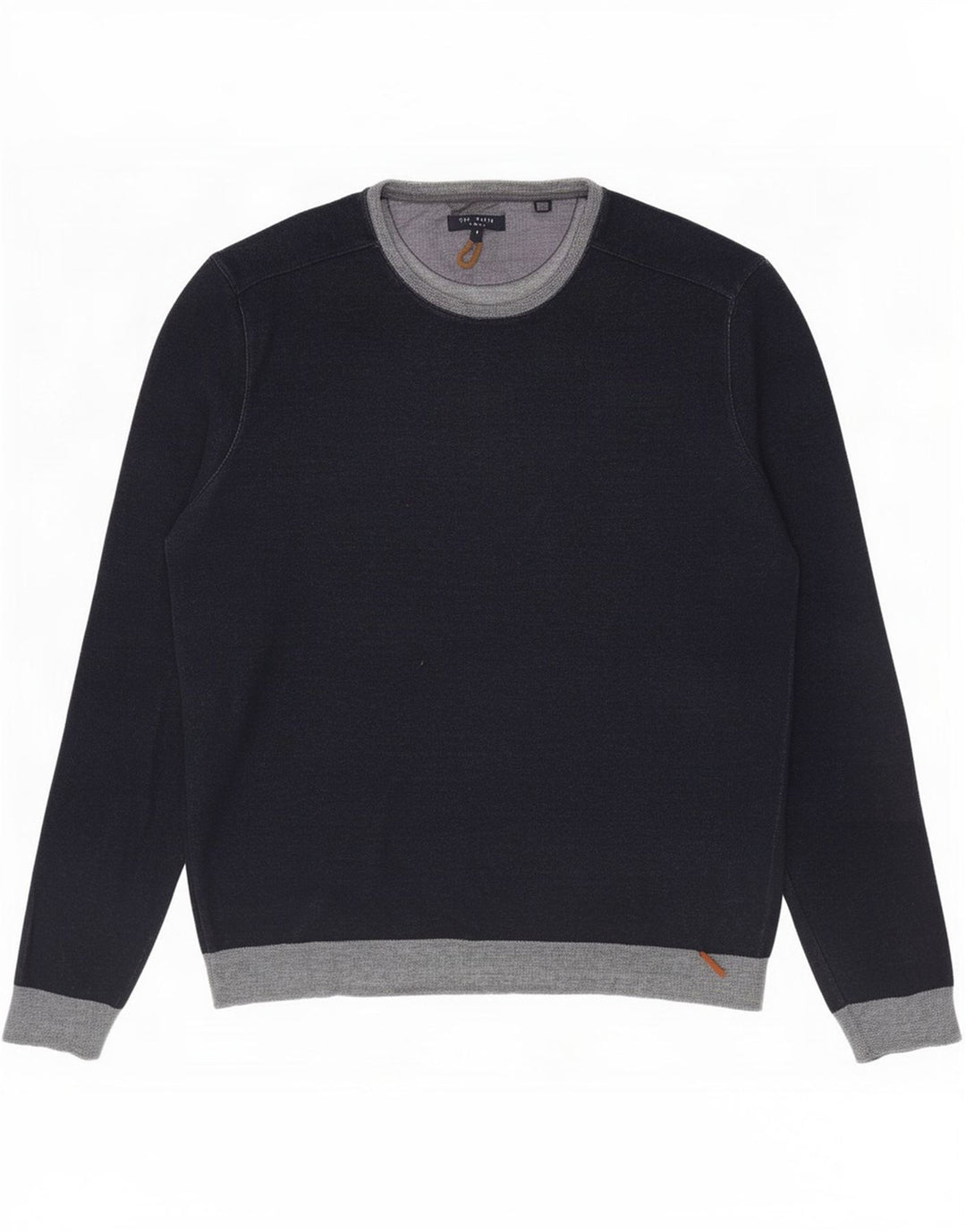 Ted Baker Herre Crew Neck Jumper Sweater Størrelse 5 XL Navy Blue Colourblock