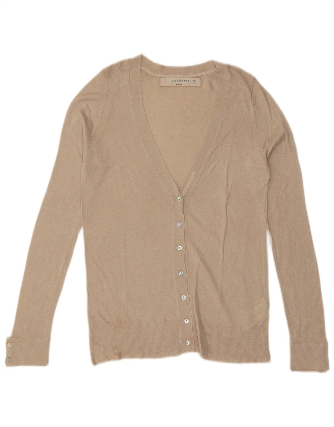 ZARA cardigan sweater til kvinder UK 10 Small Off White Viscose