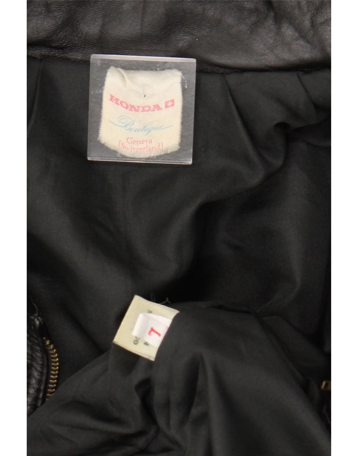 HONDA Herre Læderjakke UK 40 Stor Sort Læder