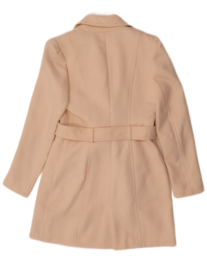 REISS Womens Double Breasted Coat UK 10 Small Off White Polyester