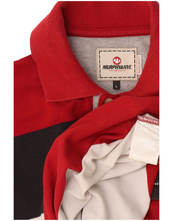 Murphy & Nye Herre Regular Fit Polo Shirt Stor flerfarvet stribet bomuld