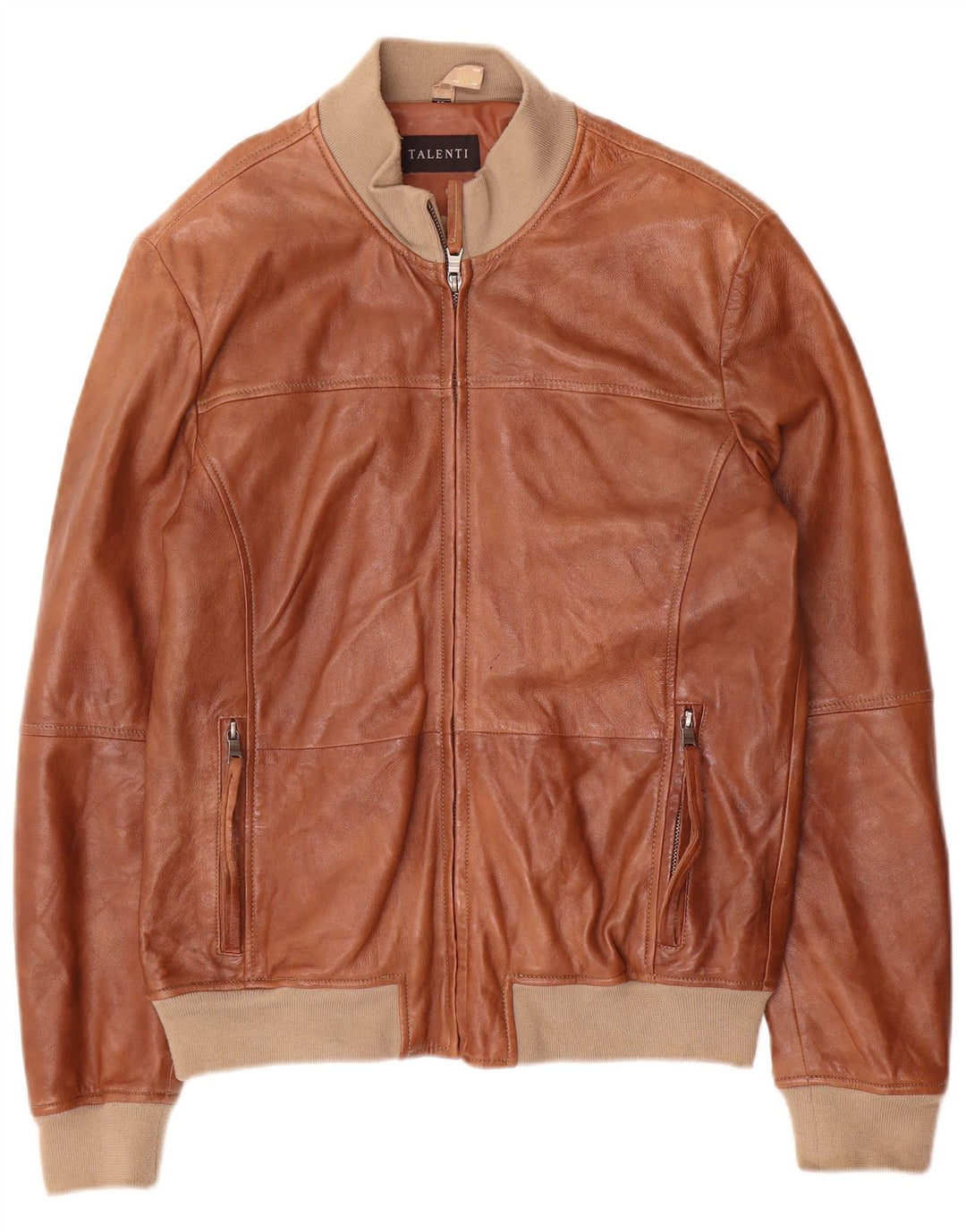 Talenti Herre Læderjakke IT 48 Medium Brun Colourblock Læder