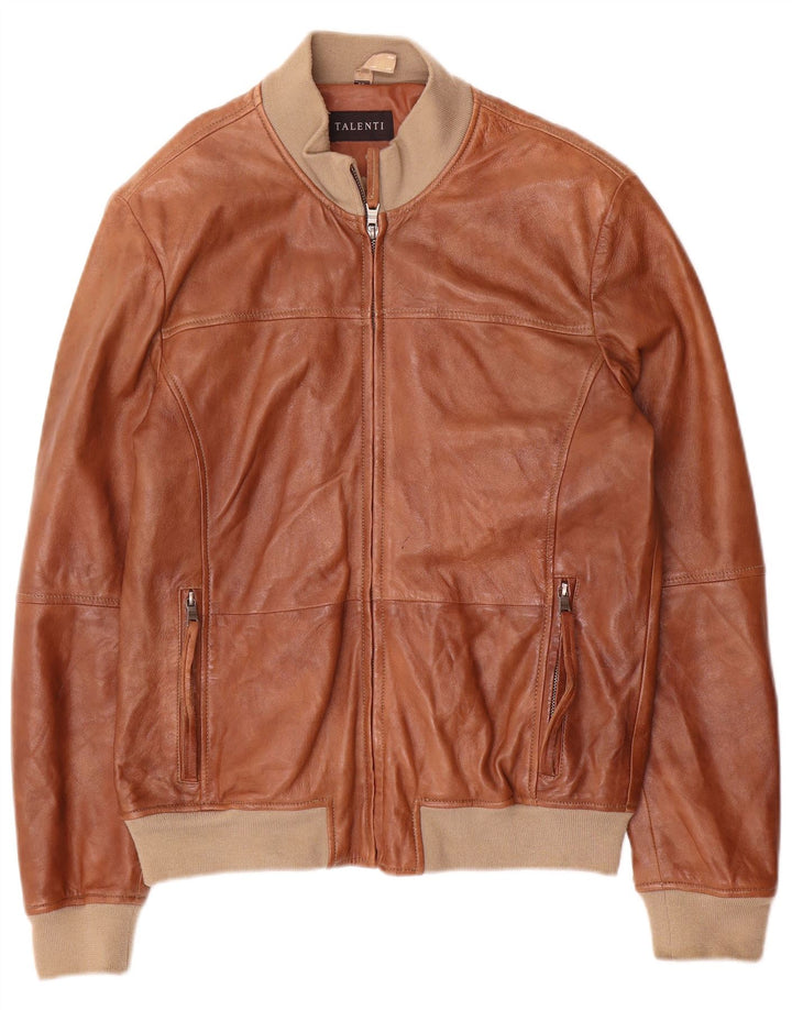 Talenti Herre Læderjakke IT 48 Medium Brun Colourblock Læder