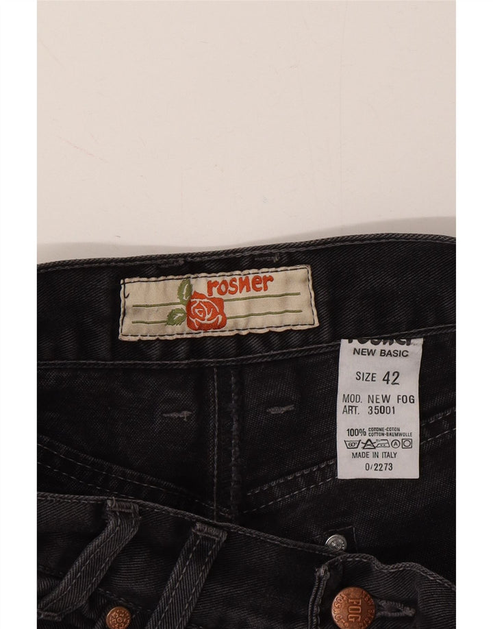 ROSNER Womens Tapered Jeans IT 42 Medium W30 L28 Black Cotton Vintage Rosner and Second-Hand Rosner from Messina Hembry 