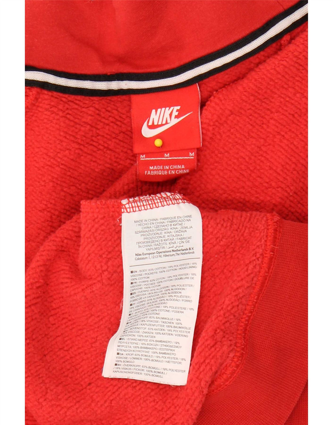 Nike Dame Hættetrøje UK 14 Medium Rød Bomuld
