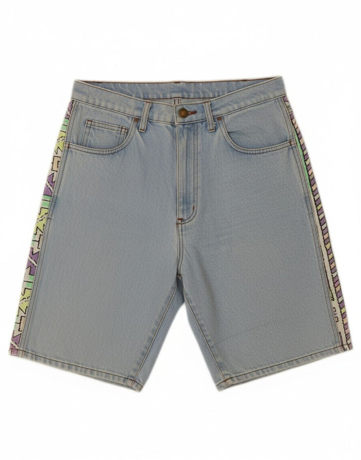 VINTAGE Womens Denim Shorts IT 44 Medium W28 Blue Geometric Cotton