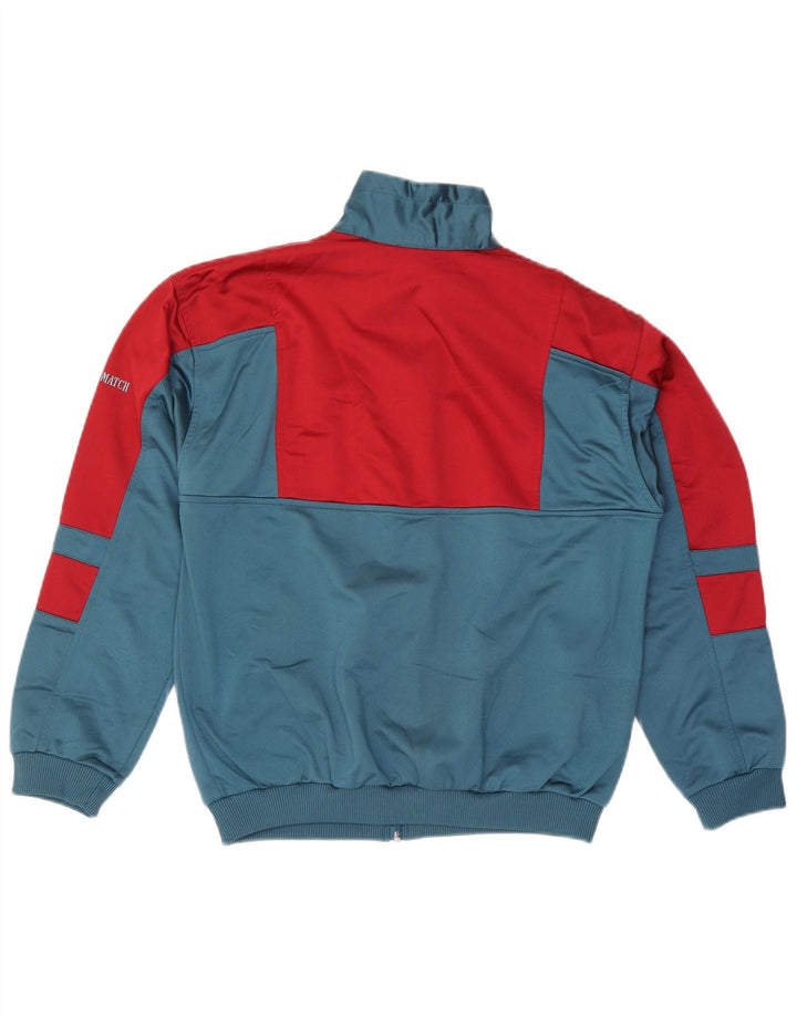 Vintage Mens Tracksuit Top Jacket Medium Blue Colourblock Polyester
