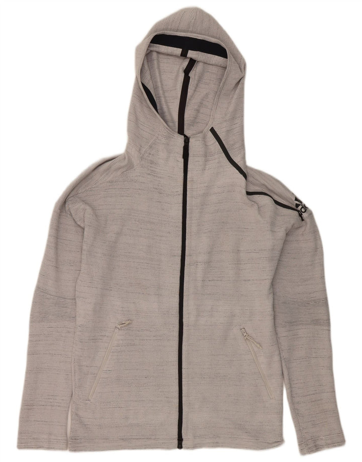 Adidas Hættetrøje med lynlås til mænd mellemgrå stribet polyester