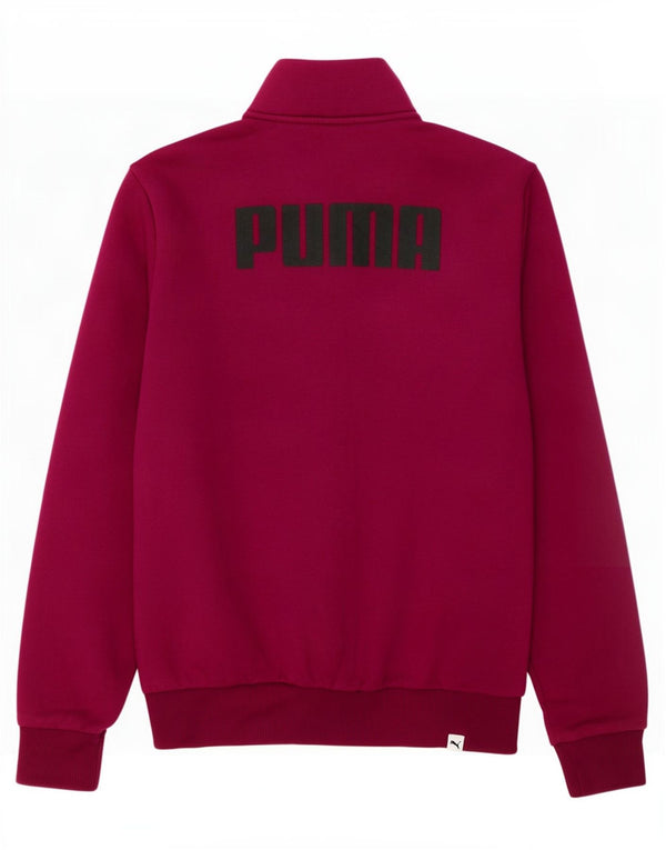 Puma Womens Graphic Tracksuit Top Jacket UK 12 Medium Burgundy Cotton