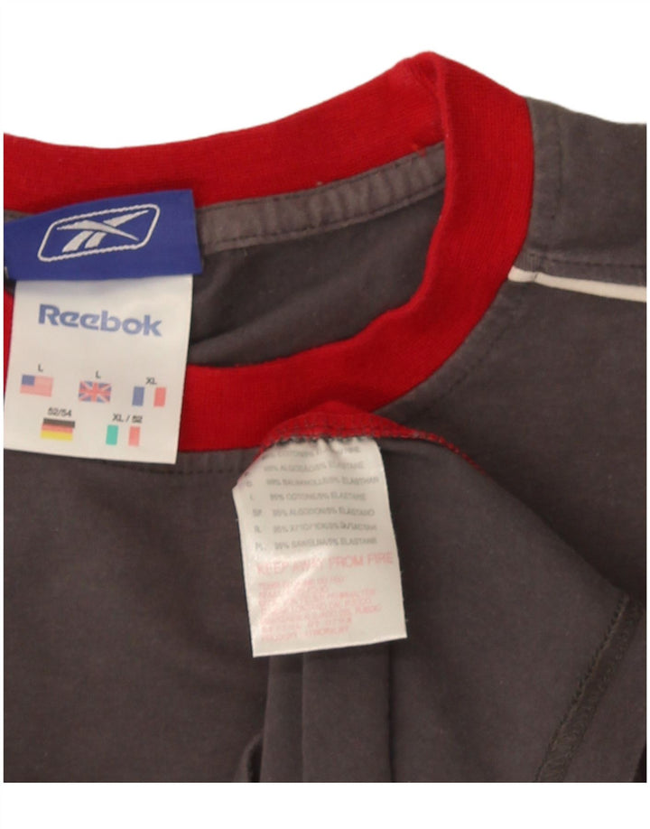 Reebok Herre T-Shirt Top Stor Grå Colourblock Bomuld