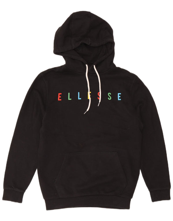 Ellesse Womens Grafisk Oversized Hoodie Jumper UK 10 Small Black Bomuld