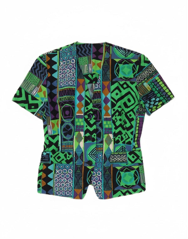 Vintage dame 3-knaps blazerjakke IT 42 Medium Flerfarvet Geometrisk