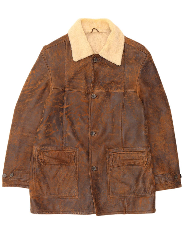 Marlboro Classics Herre Shearling Jacket UK 42 XL Brunt fåreskind