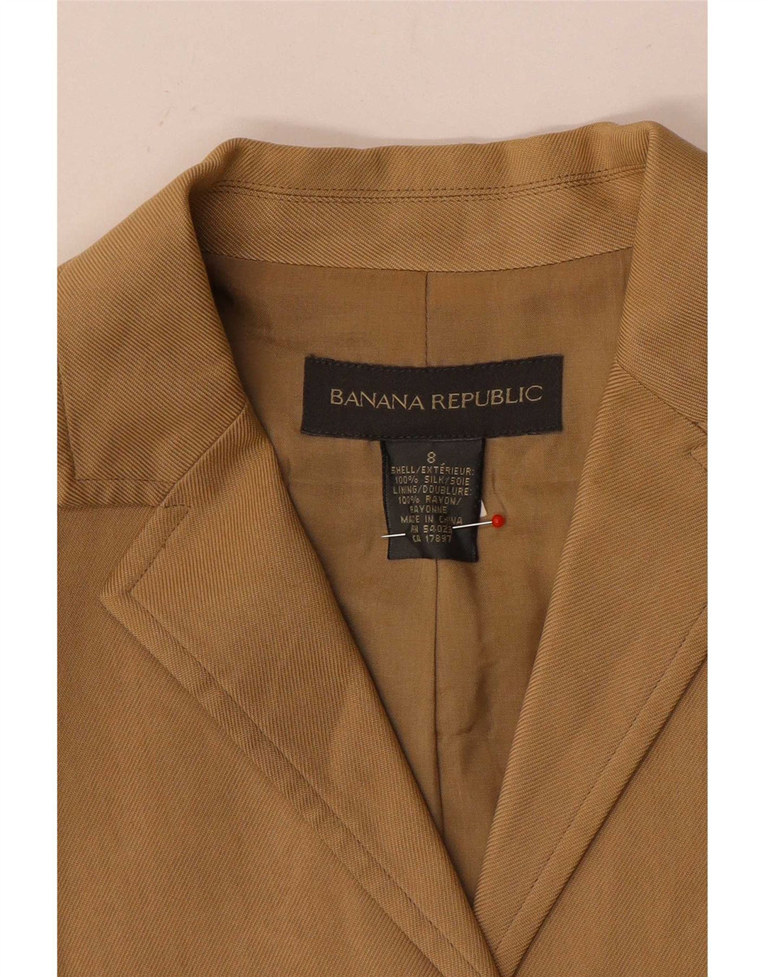 Banana Republic Dame 3 Button Blazer Jacket UK 8 Small Beige Silk