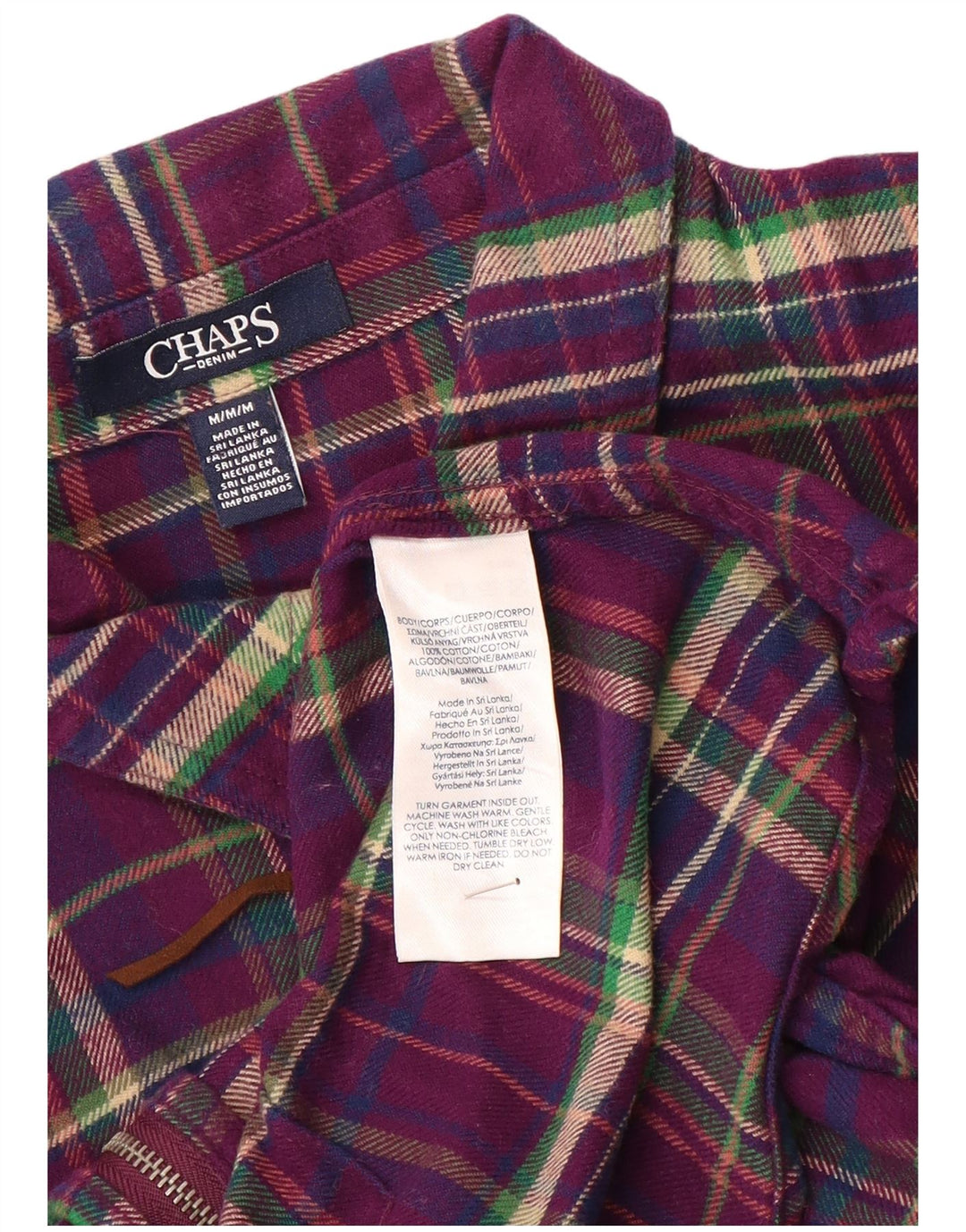 Chaps Dame Flanelskjorte UK 14 Medium Lilla Plaid Bomuld