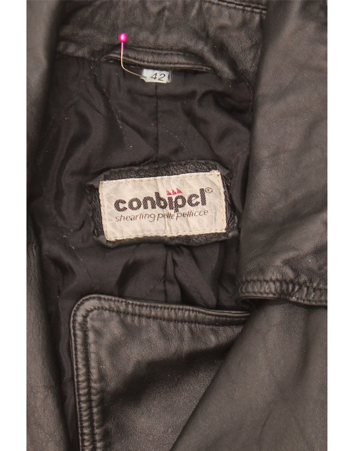 Conbipel Dame Oversized Læderfrakke IT 42 Medium Sort Læder