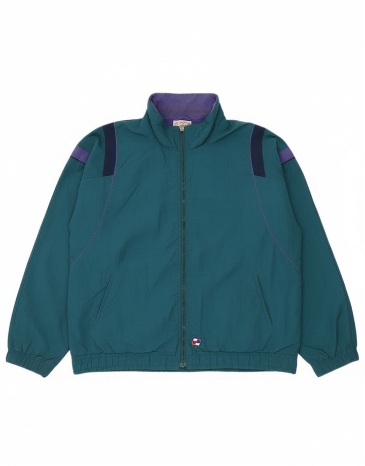 Vintage Herre Loose Fit træningsdragt Topjakke Stor Blå Colourblock