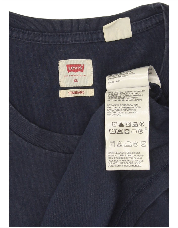 Levi's herre T-shirt top XL marineblå bomuld