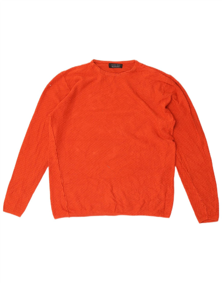 Zara Herre trøje med rund hals, lille orange viskose