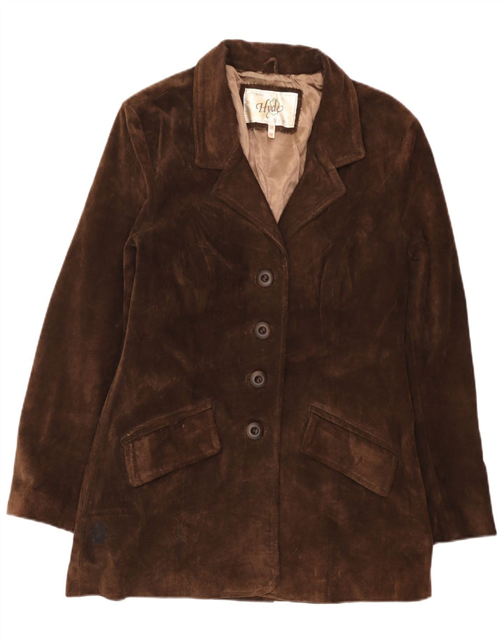 Hyde Dame 4-knaps Ruskind Blazer Jacket UK 12 Medium Brun Læder