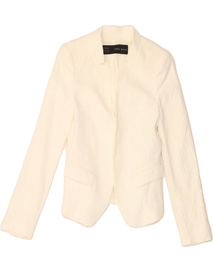 ZARA Womens Open Blazer Jacket UK 6 XS White Viscose Vintage Zara and Second-Hand Zara from Messina Hembry 