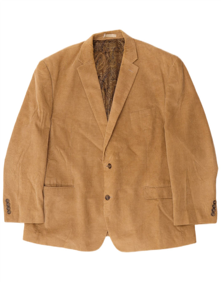Chaps Herre 2-knaps fløjlsjakke Blazer jakke IT 50 Stor Beige Bomuld