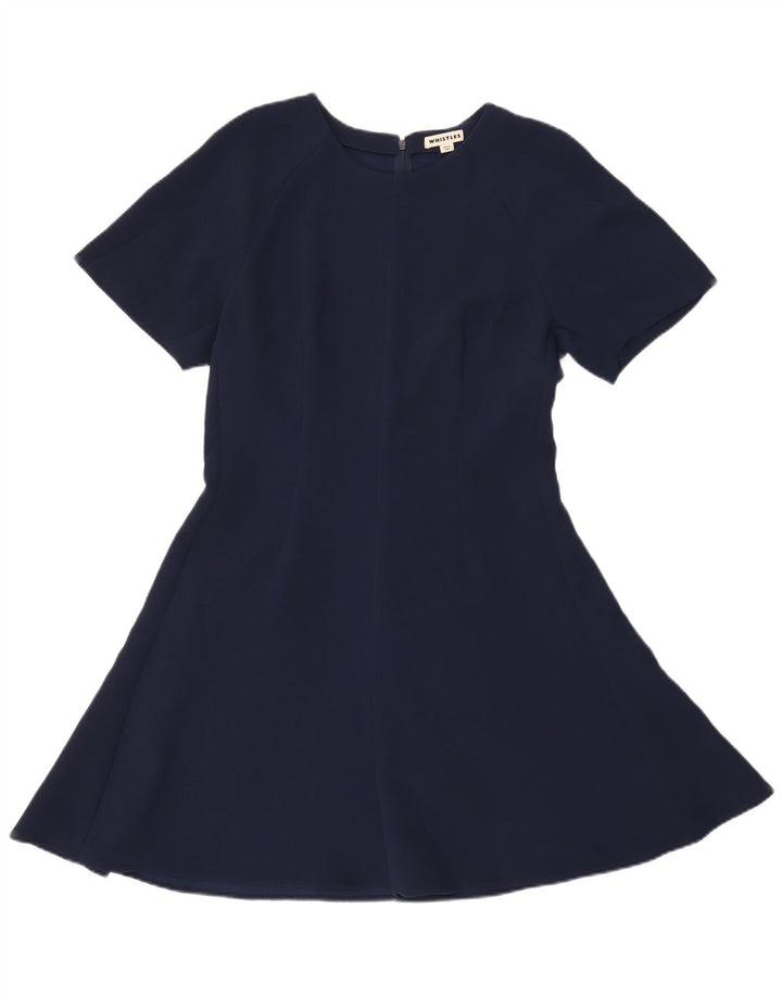 Whistle Kvinders Kortærmede A-Line Kjole UK 14 Medium Navy Blue Polyester