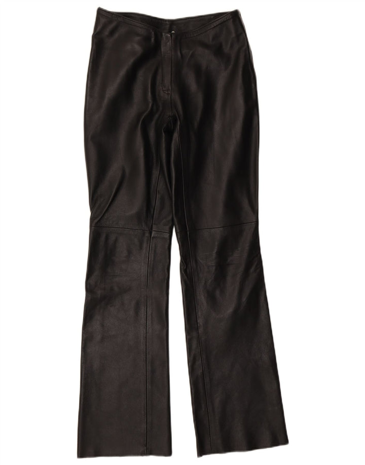 VINTAGE læderbukser til kvinder UK 10 Small W27 L31 Sort