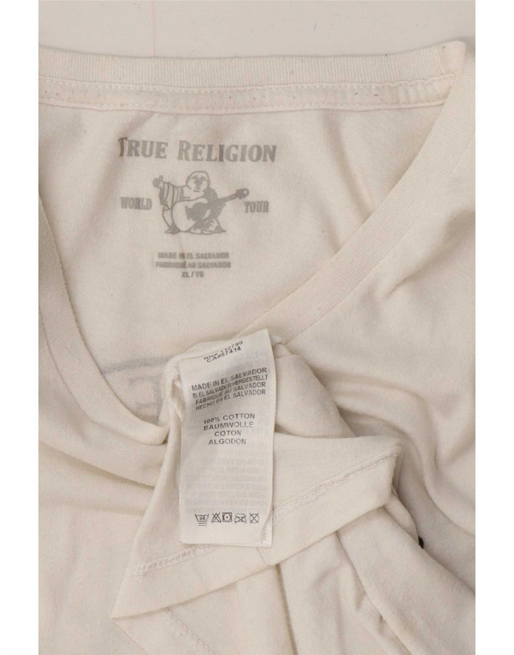 True Religion Herre Grafisk T-Shirt Top XL Hvid Bomuld