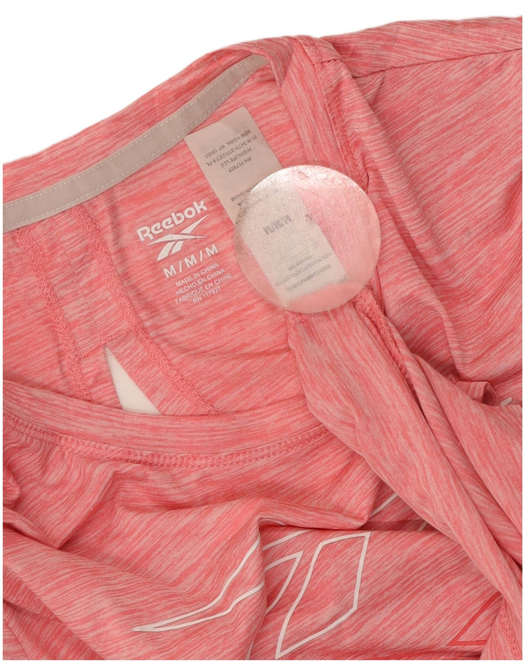 Reebok Grafisk T-shirt top til kvinder UK 12 Medium Pink Flecked Polyester