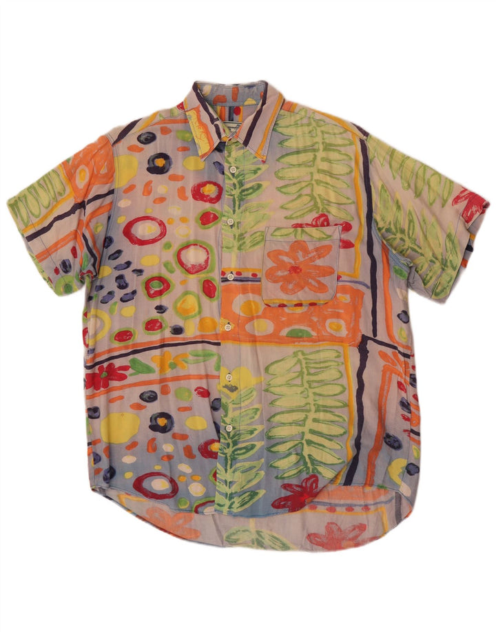 JAMES DILLON Kortærmet Herreskjorte Medium Flerfarvet Patchwork