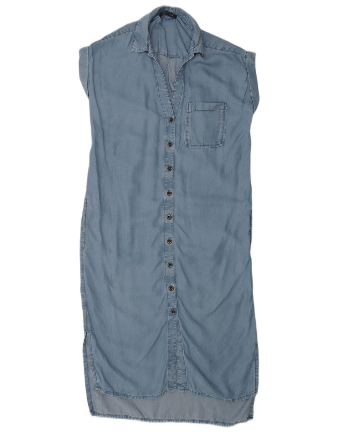 Marks & Spencer Kvinders Oversized Kortærmet Skjortekjole UK 8 Small Blue