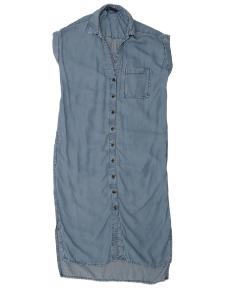 Marks & Spencer Kvinders Oversized Kortærmet Skjortekjole UK 8 Small Blue