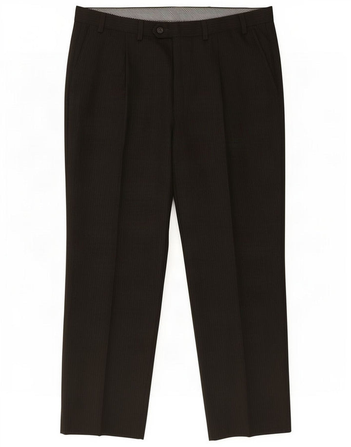Marks & Spencer Herre Pegged Suit Bukser W36 L29 Brun nålestribet polyester