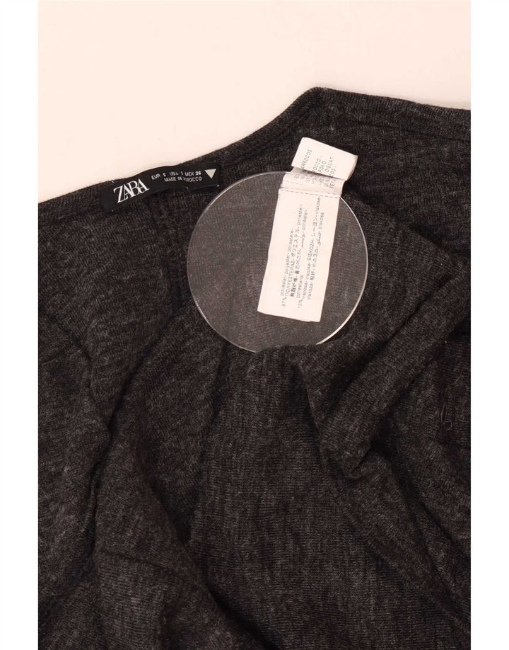 Zara Dame Oversized Bluse Top UK 10 Small Grå Flecked Polyester