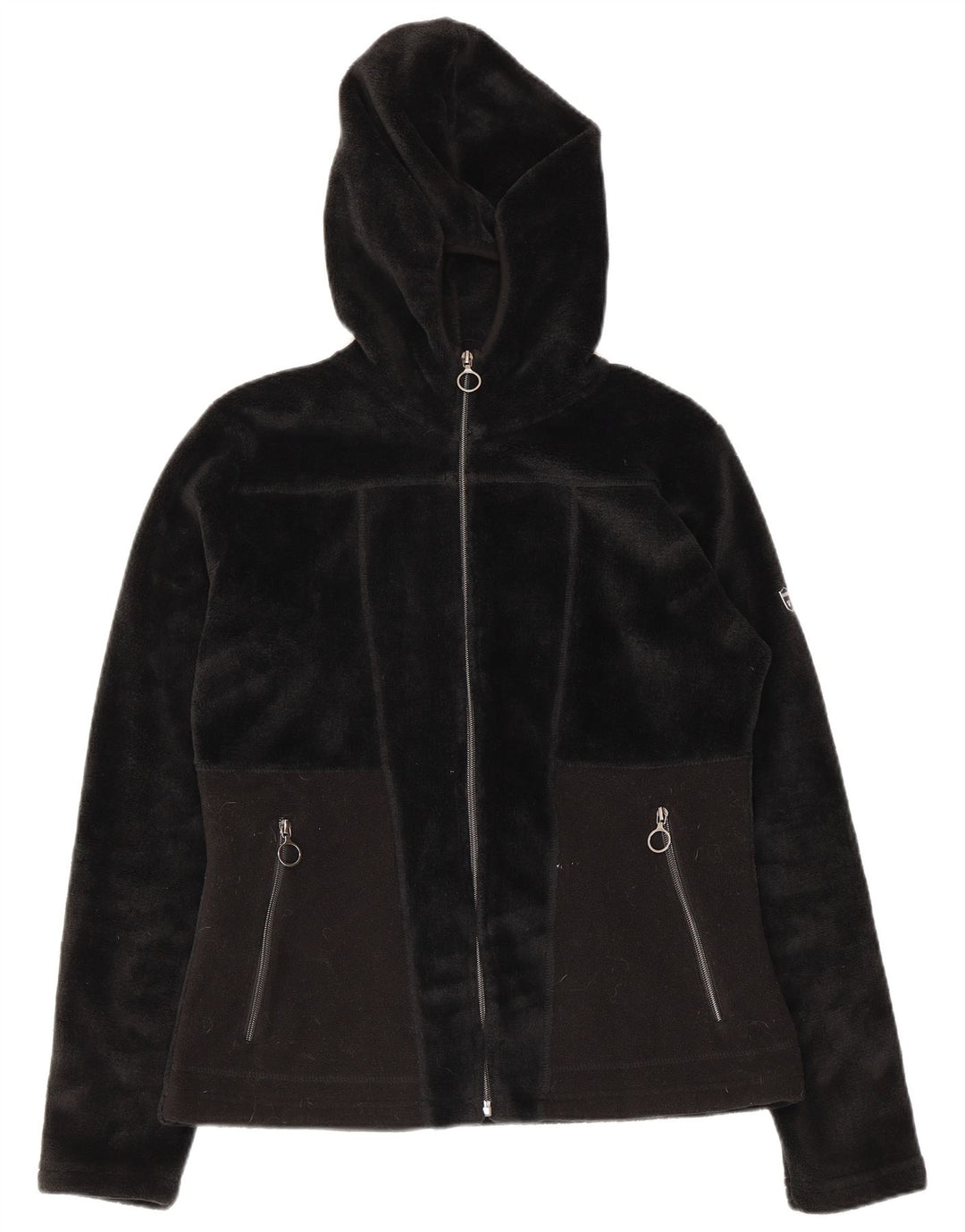 Brugi dame fleecejakke med hætte UK 12 Medium Sort Polyester