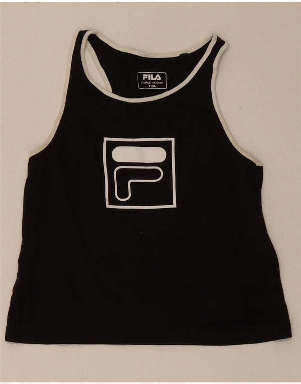 Fila piger grafisk vest top 11-12 år sort bomuld