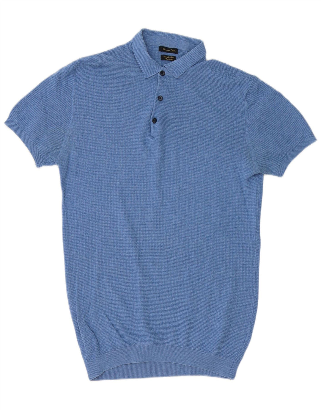 MASSIMO DUTTI Herre kortærmet polo-hals sweater mellemblå