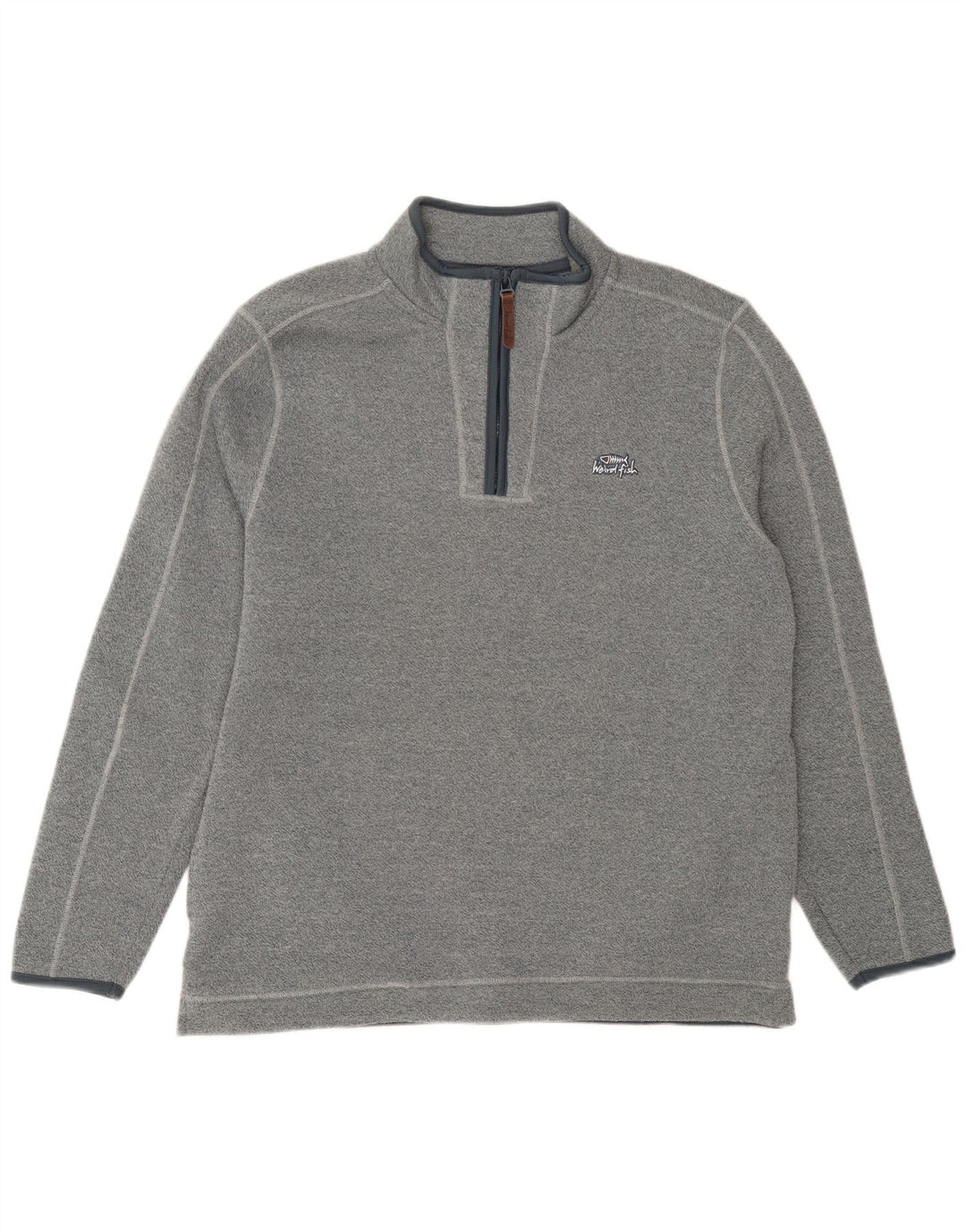 Weird Fish Herre Zip Neck Sweatshirt Jumper Large Blue Flecked Polyester