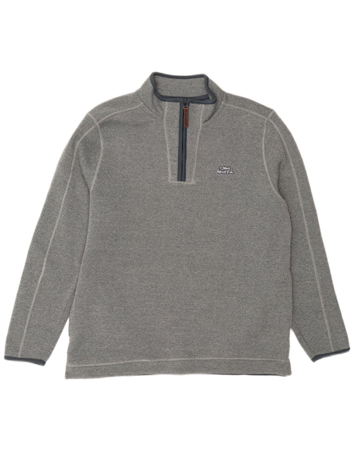 Weird Fish Herre Zip Neck Sweatshirt Jumper Large Blue Flecked Polyester