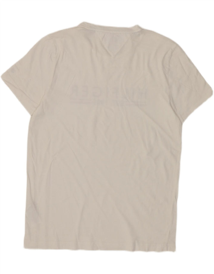 TOMMY HILFIGER Herre grafisk T-shirt Top Medium hvid bomuld