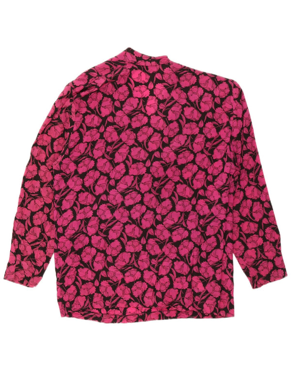 ELENA MIRO Langærmet blusetop til kvinder UK 18 XL Pink blomsteracetat