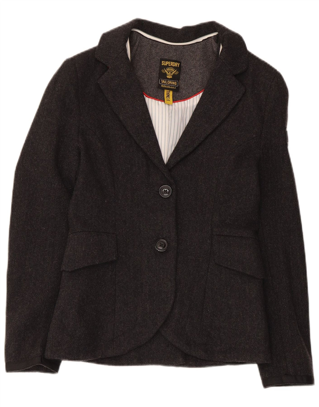 Superdry Dame 2-knaps blazerjakke UK 6 XS grå uld