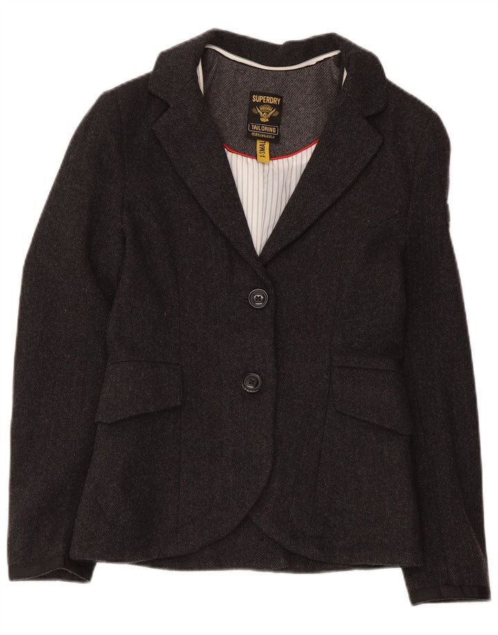 Superdry Dame 2-knaps blazerjakke UK 6 XS grå uld