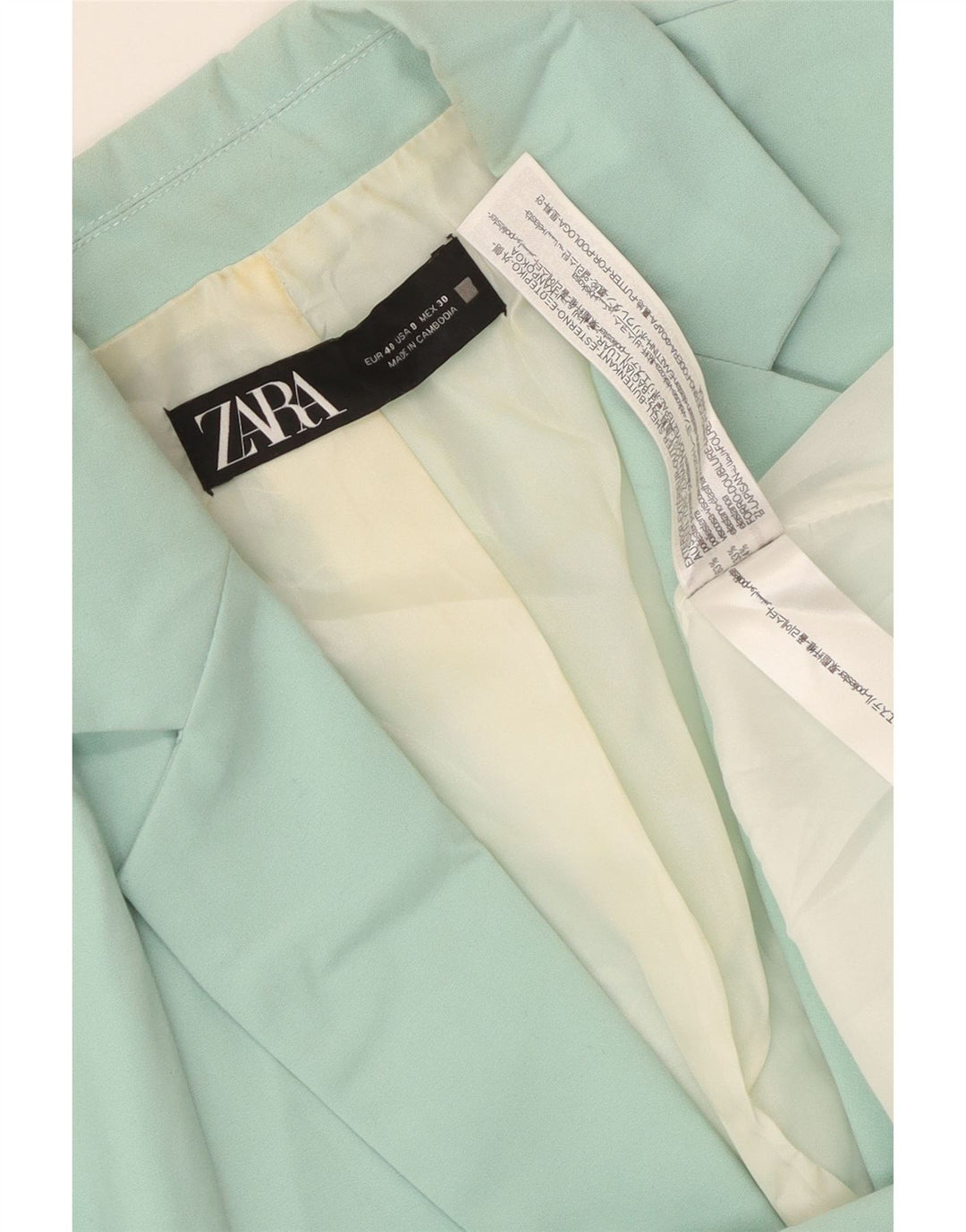 Zara Dame 1-knaps blazerjakke EU 40 mellemgrøn polyester