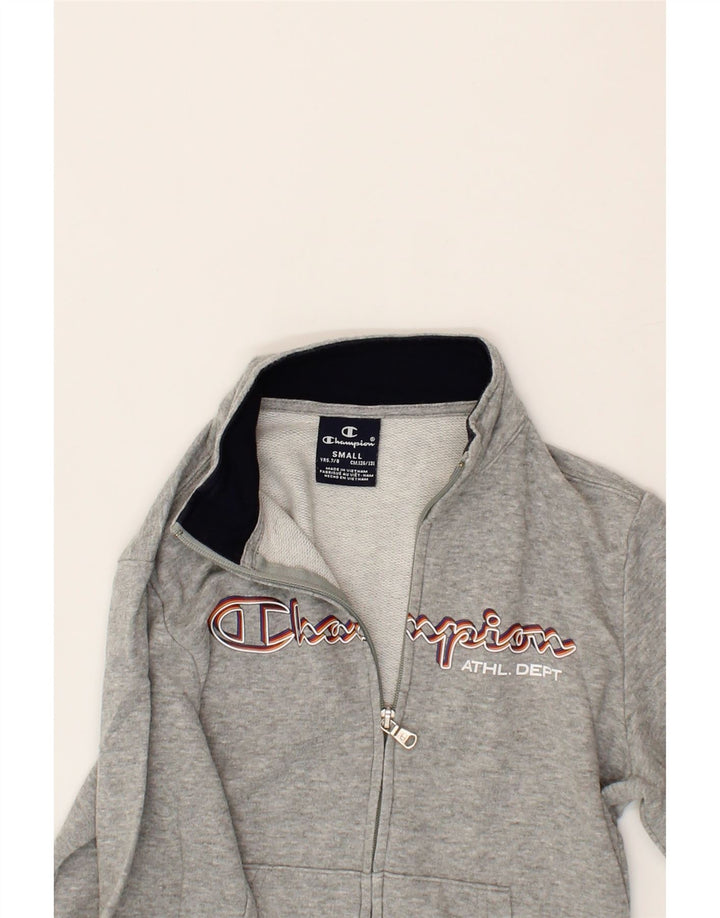 CHAMPION Boys Graphic Tracksuit Top Jacket 7-8 Years Small  Grey Cotton Vintage Champion and Second-Hand Champion from Messina Hembry 